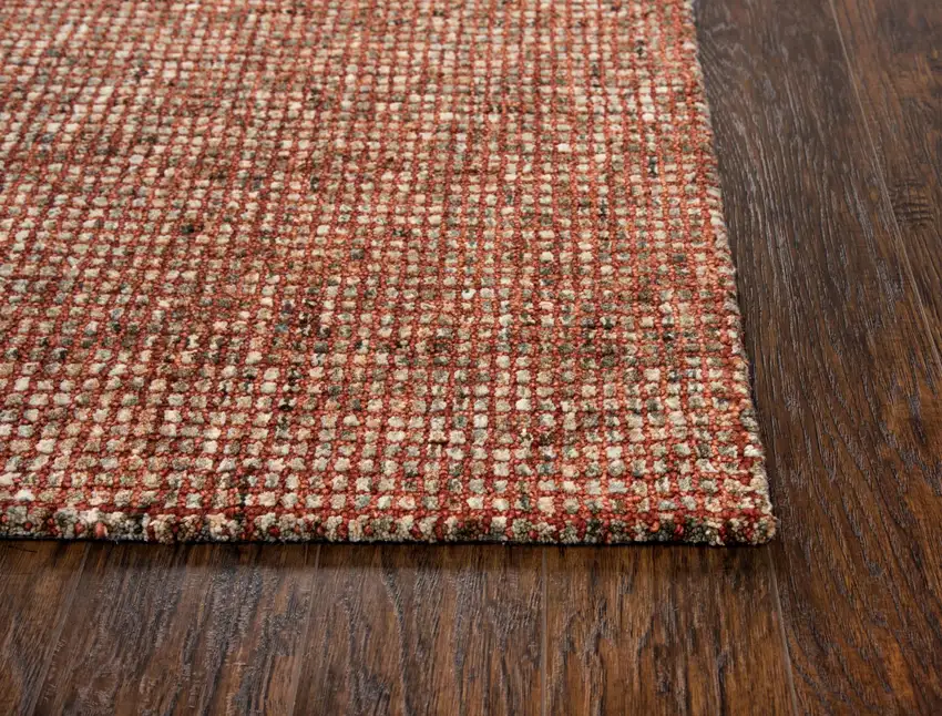 Red And Beige Wool Hand Tufted Area Rug Photo 2
