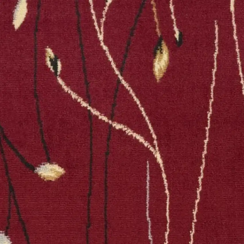 Red And Black Floral Area Rug Photo 6