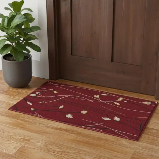 Red And Black Floral Area Rug Photo 1