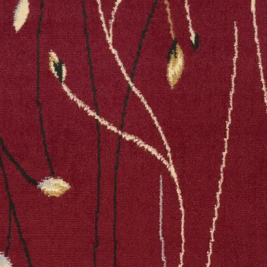 Red And Black Floral Area Rug Photo 7