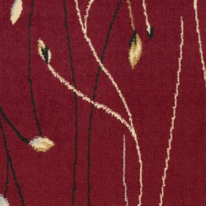 Red And Black Floral Area Rug Photo 7