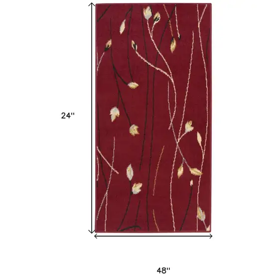 Red And Black Floral Area Rug Photo 3