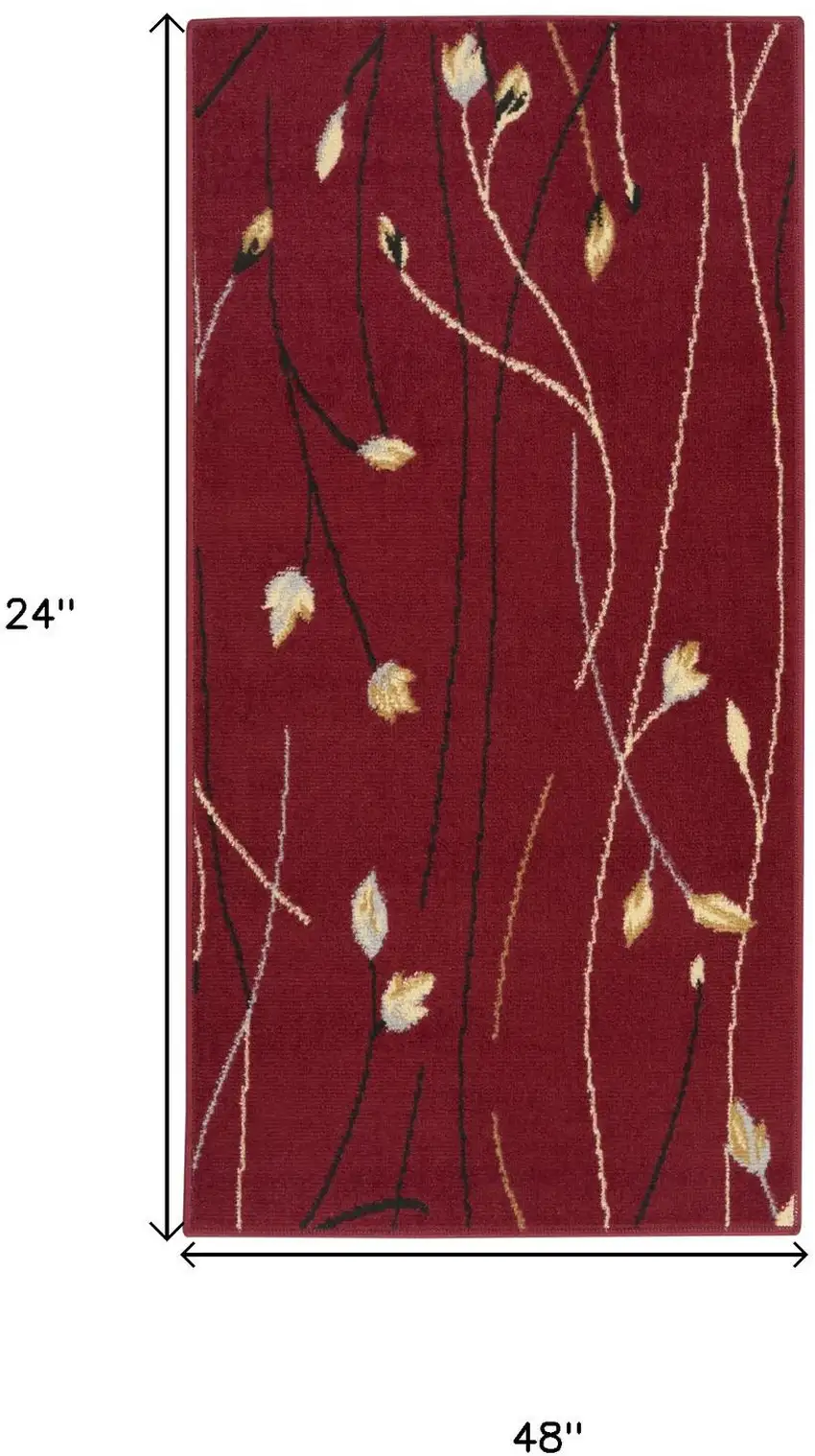 Red And Black Floral Area Rug Photo 3