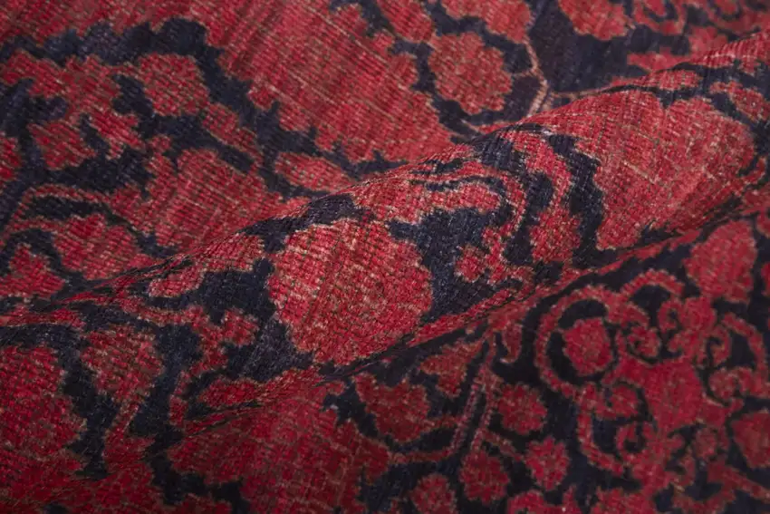 Red And Black Floral Power Loom Area Rug Photo 8