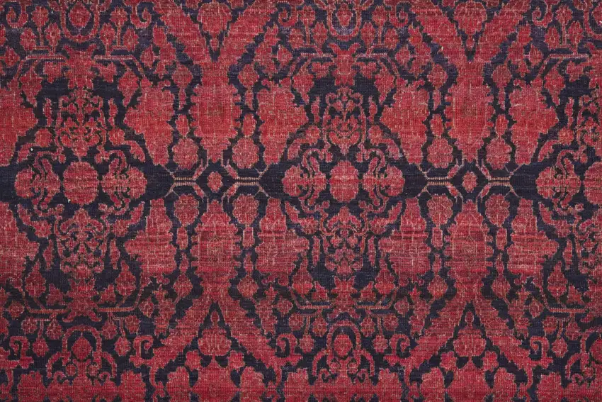 Red And Black Floral Power Loom Area Rug Photo 9