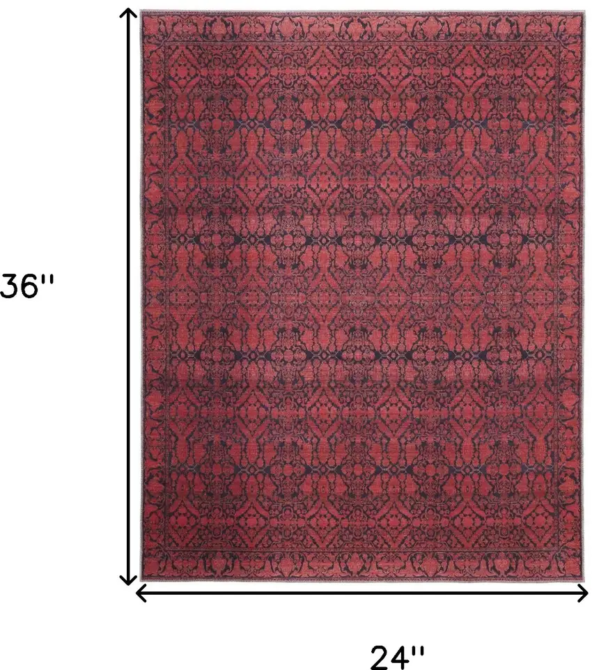 Red And Black Floral Power Loom Area Rug Photo 10
