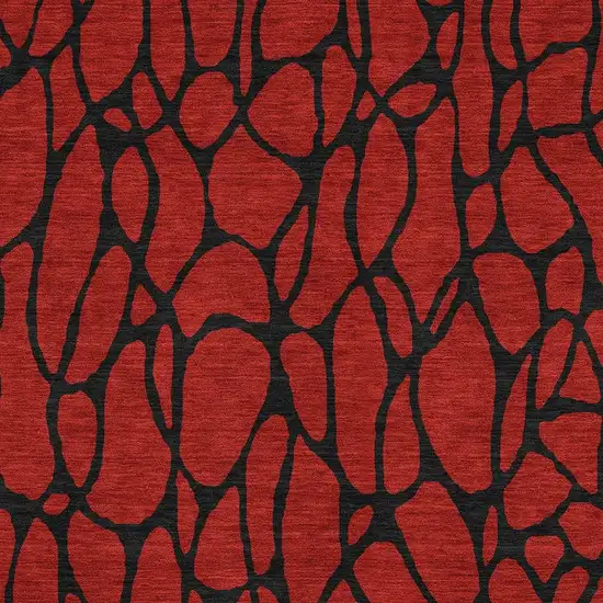 Red And Black Geometric Washable Area Rug With UV Protection Photo 2