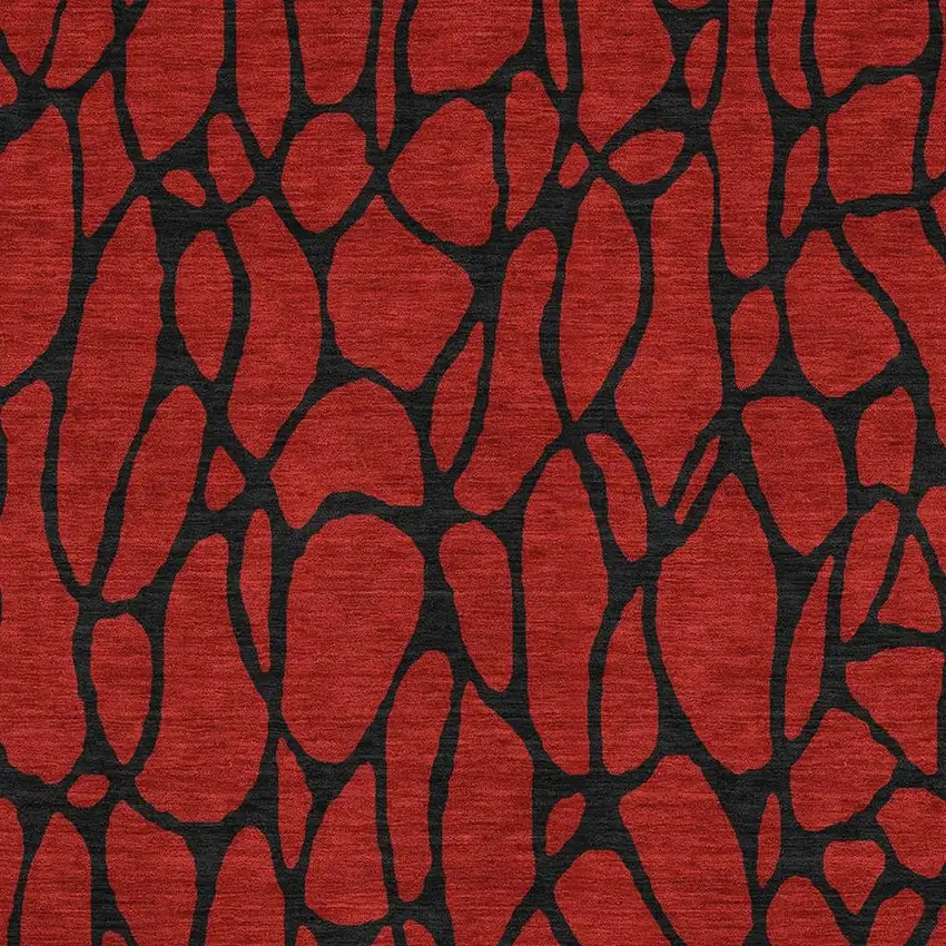 Red And Black Geometric Washable Area Rug With UV Protection Photo 2