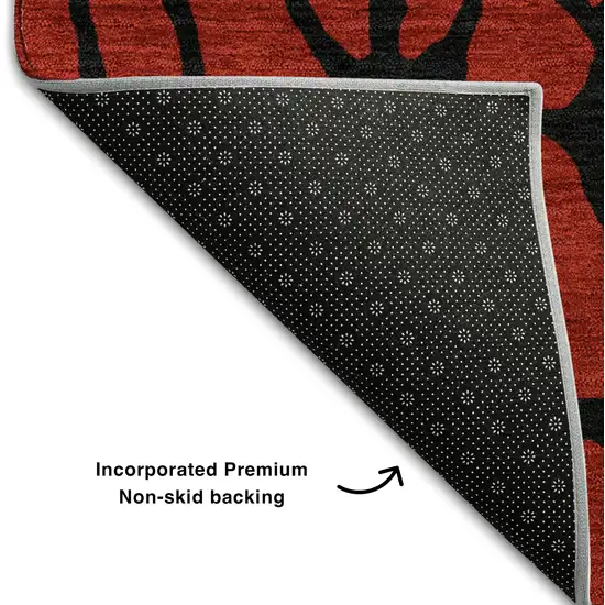 Red And Black Geometric Washable Area Rug With UV Protection Photo 6
