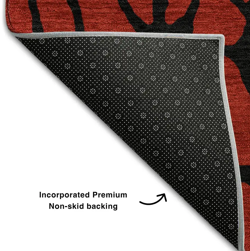 Red And Black Geometric Washable Area Rug With UV Protection Photo 6