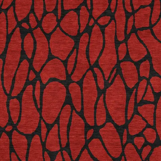 Red And Black Geometric Washable Area Rug With UV Protection Photo 2