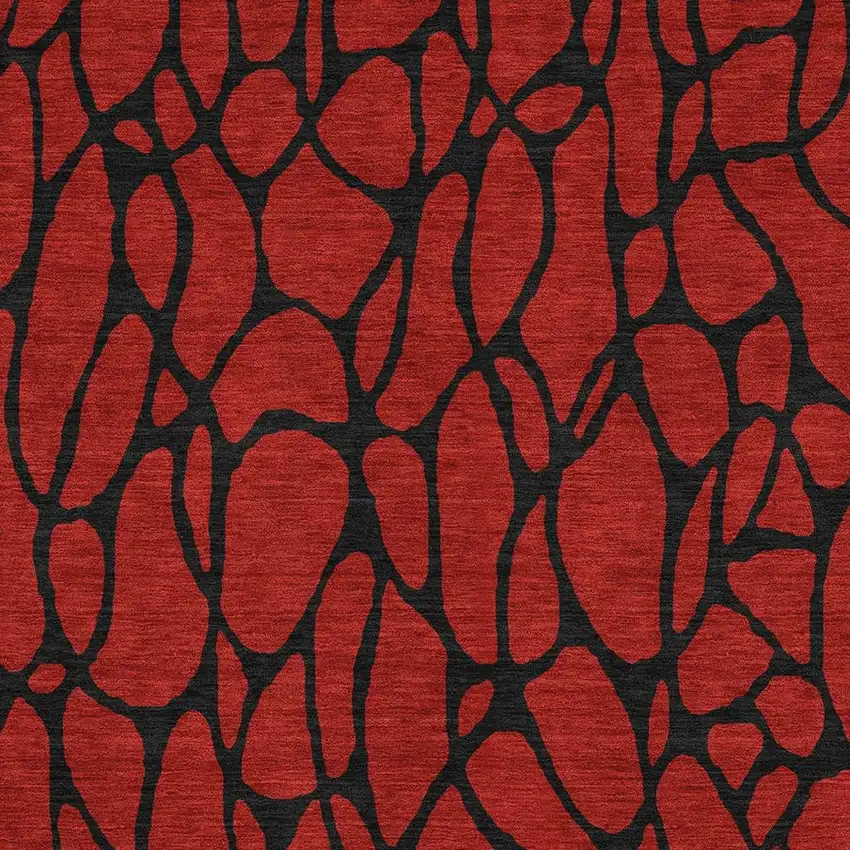 Red And Black Geometric Washable Area Rug With UV Protection Photo 2