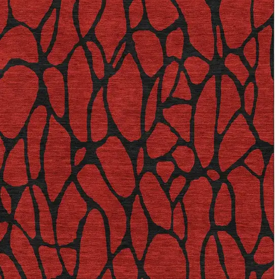 Red And Black Geometric Washable Area Rug With UV Protection Photo 2