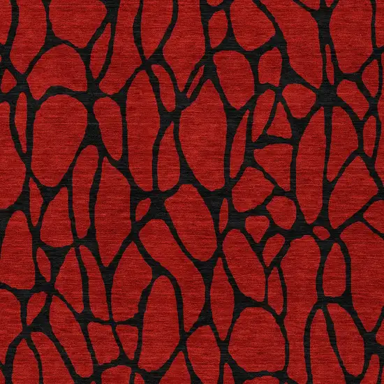 Red And Black Geometric Washable Indoor Outdoor Area Rug Photo 6