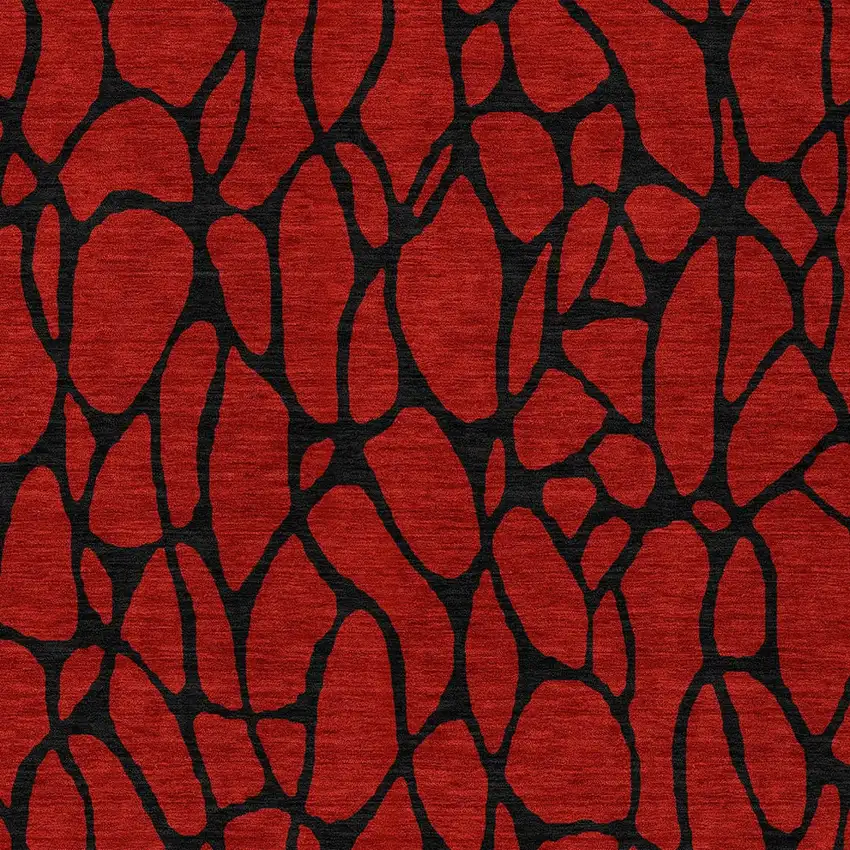 Red And Black Geometric Washable Indoor Outdoor Area Rug Photo 6