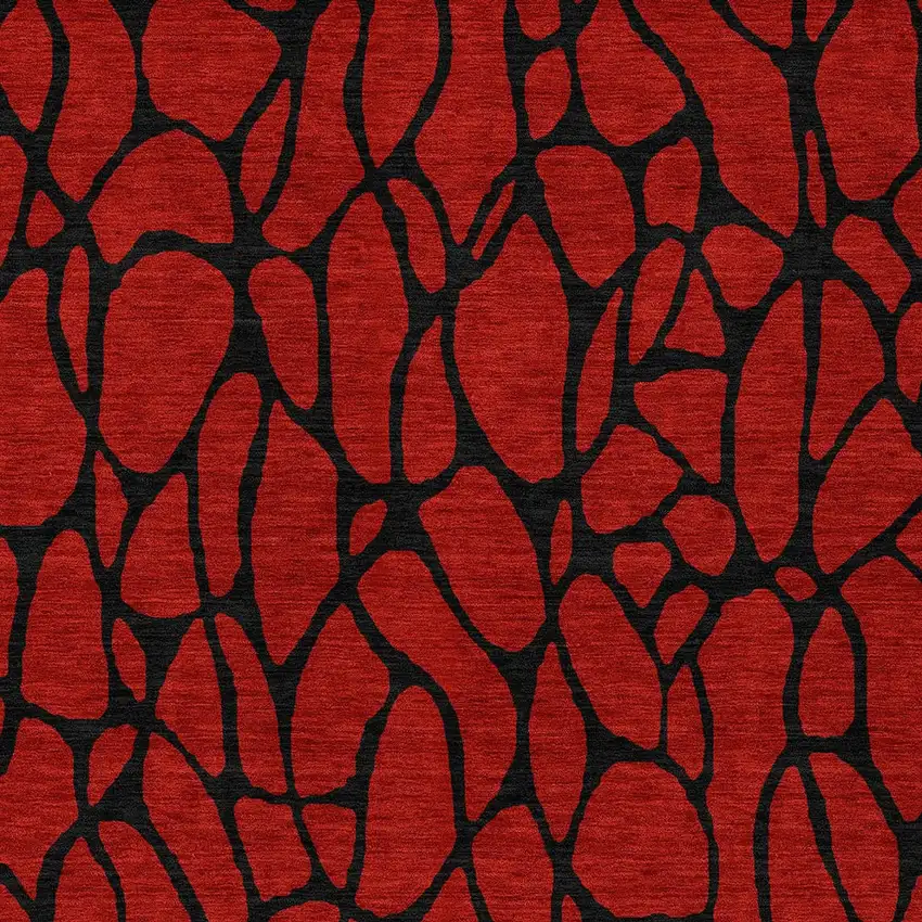 Red And Black Geometric Washable Indoor Outdoor Area Rug Photo 6