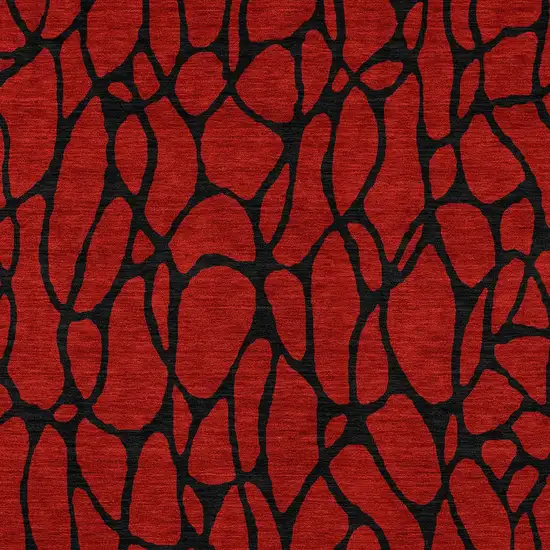 Red And Black Geometric Washable Indoor Outdoor Area Rug Photo 6