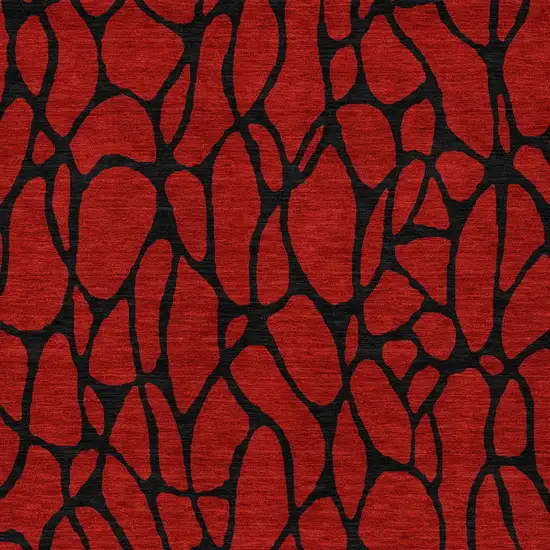 Red And Black Geometric Washable Indoor Outdoor Area Rug Photo 6