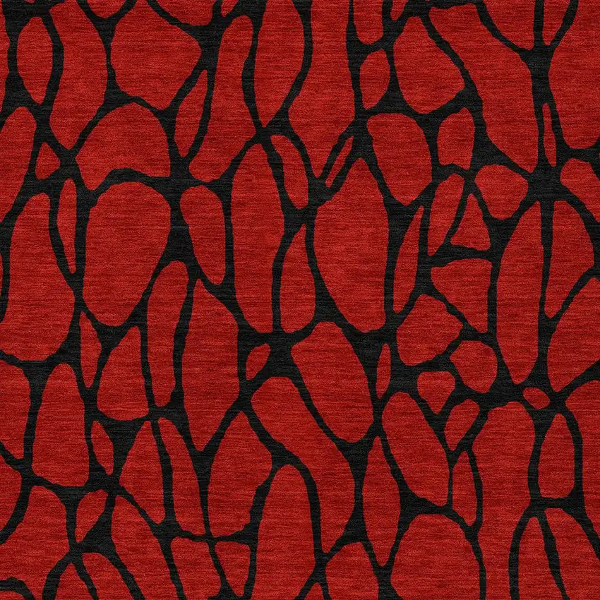 Red And Black Geometric Washable Indoor Outdoor Area Rug Photo 6