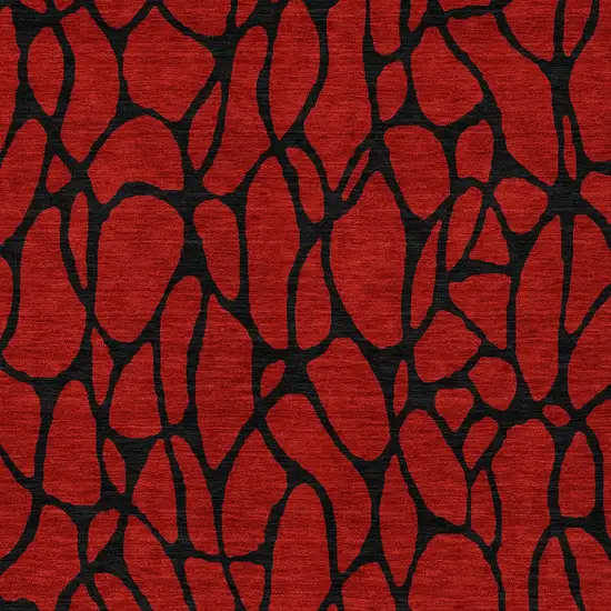 Red And Black Geometric Washable Indoor Outdoor Area Rug Photo 6