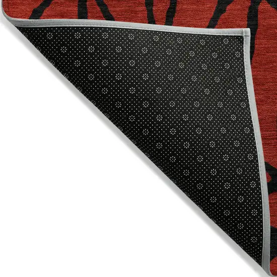Red And Black Geometric Washable Indoor Outdoor Area Rug Photo 3