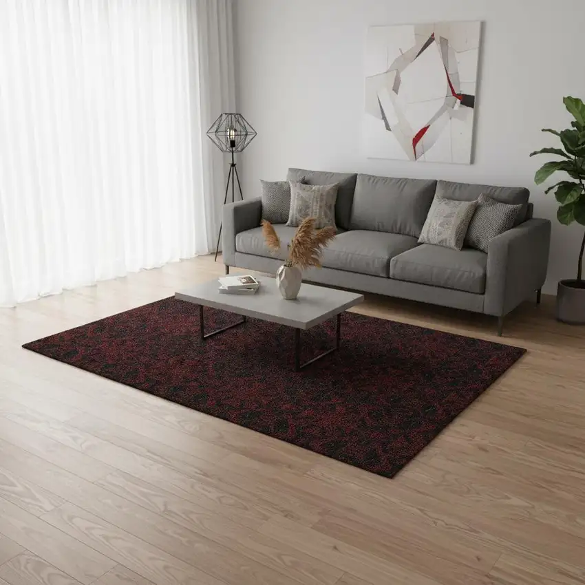 Red And Black Medallion Washable Area Rug With UV Protection Photo 2