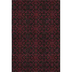 Photo of Red And Black Medallion Washable Area Rug With UV Protection