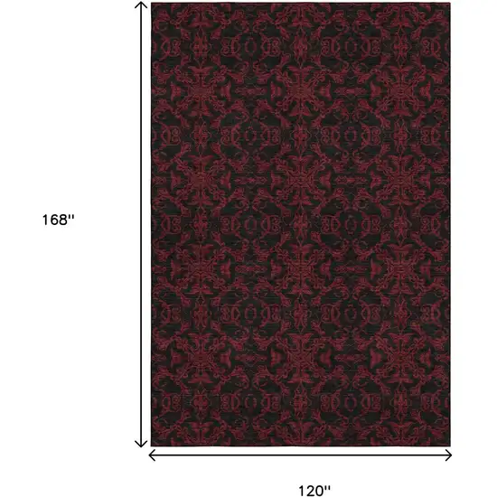 Red And Black Medallion Washable Area Rug With UV Protection Photo 3