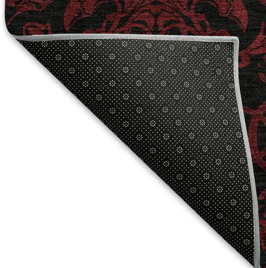 Red And Black Medallion Washable Area Rug With UV Protection Photo 7