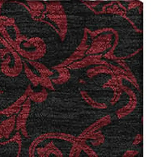 Red And Black Medallion Washable Area Rug With UV Protection Photo 3