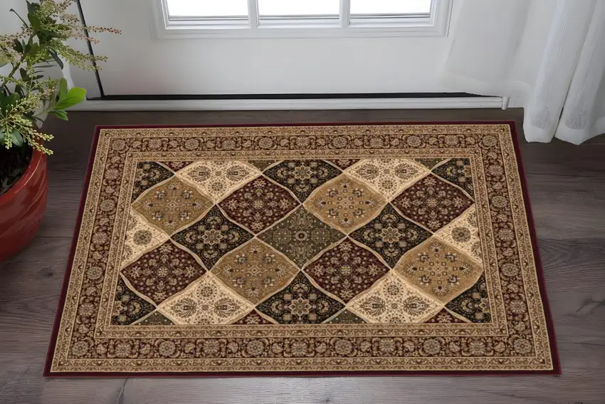 Red And Black Moroccan Area Rug Photo 1