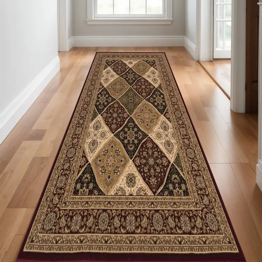 Red And Black Moroccan Runner Rug Photo 1