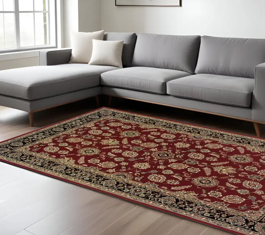 Red And Black Oriental Area Rug Photo 1