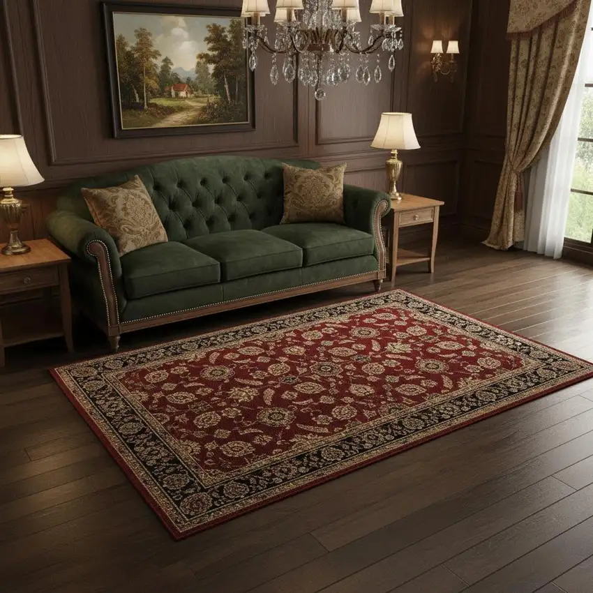 Red And Black Oriental Area Rug Photo 1