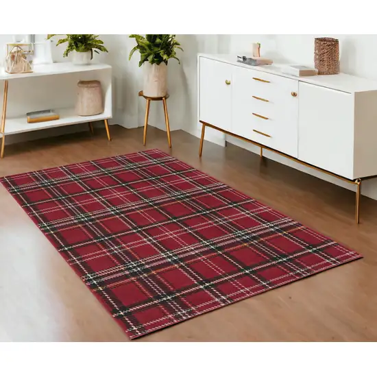 Red And Black Plaid Area Rug Photo 1