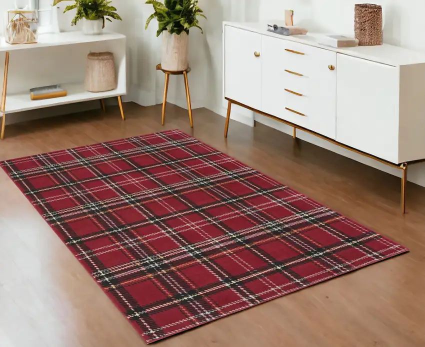 Red And Black Plaid Area Rug Photo 1