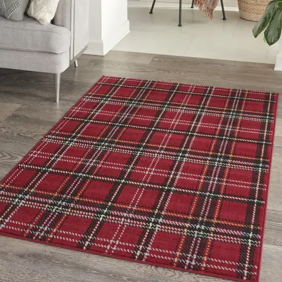 Red And Black Plaid Area Rug Photo 4