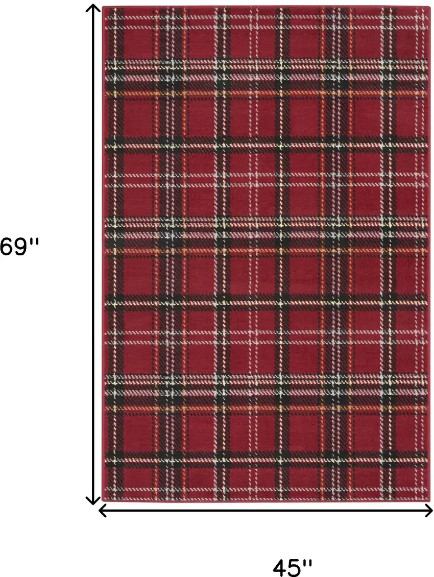 Red And Black Plaid Area Rug Photo 3