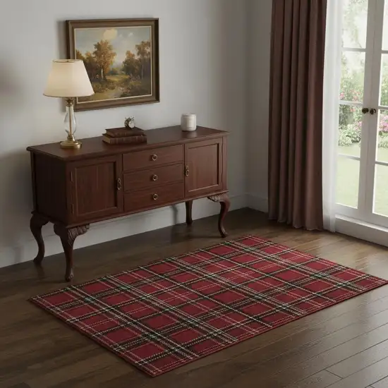 Red And Black Plaid Area Rug Photo 1