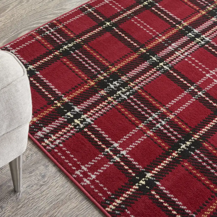 Red And Black Plaid Area Rug Photo 9