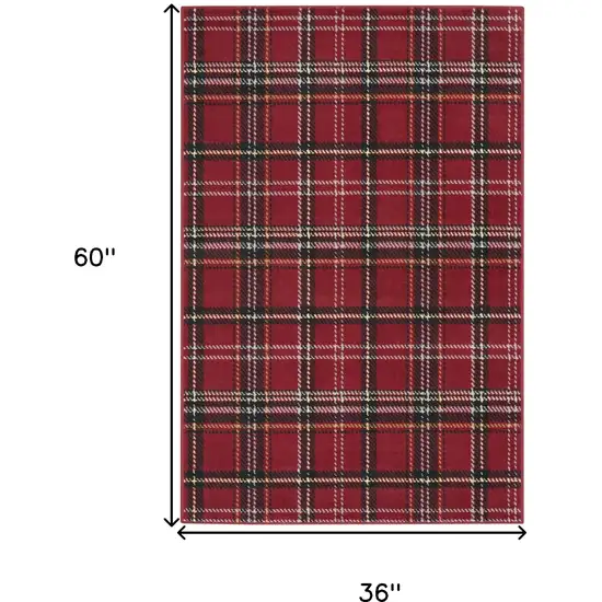 Red And Black Plaid Area Rug Photo 3