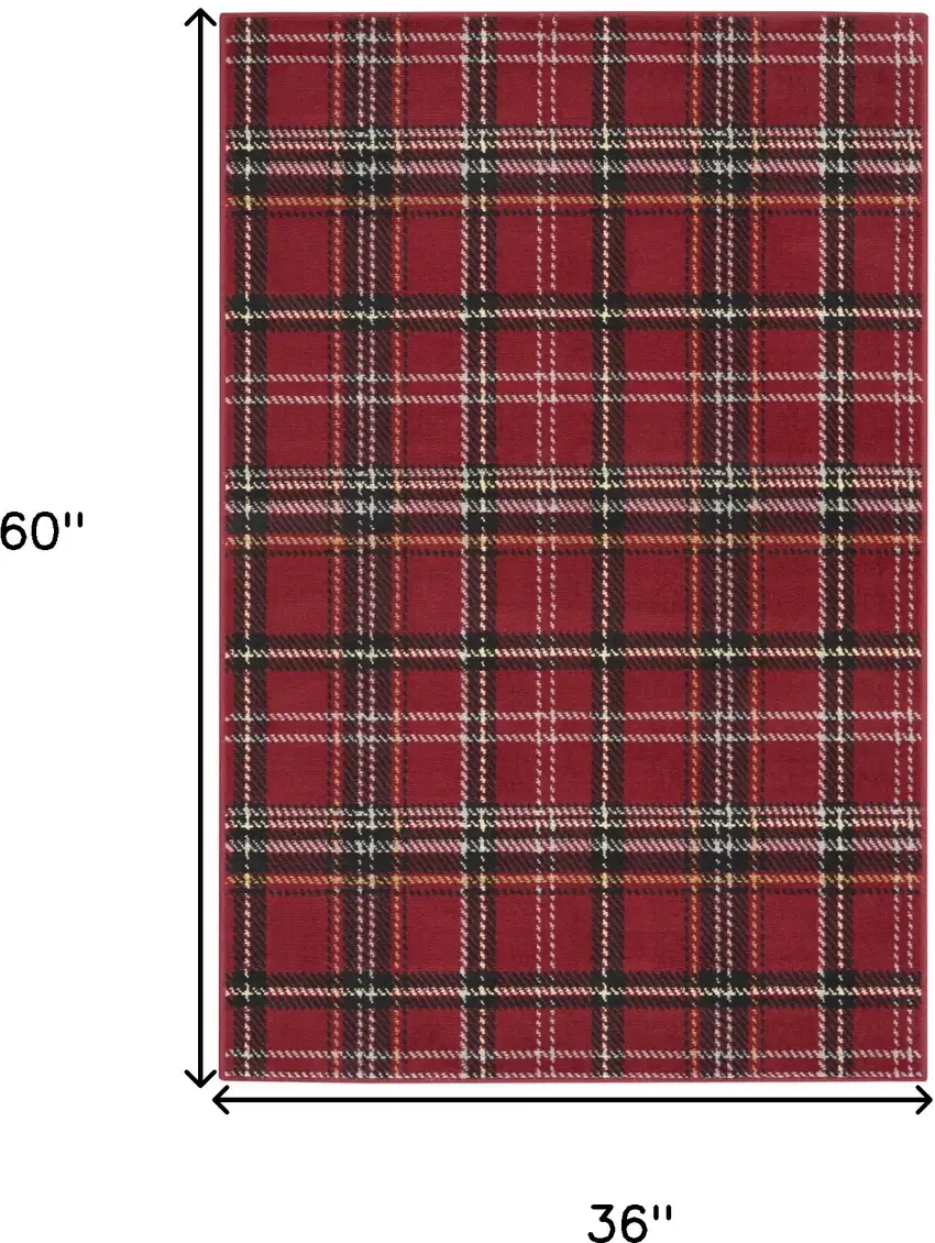 Red And Black Plaid Area Rug Photo 3