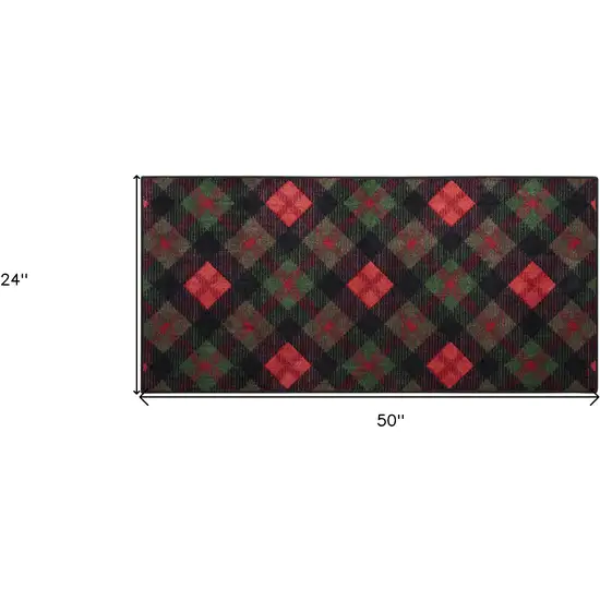 Red And Black Plaid Area Rug Photo 2