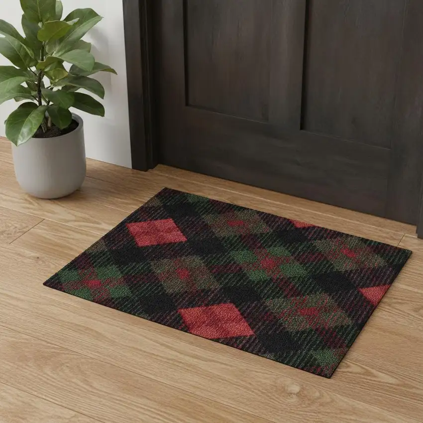 Red And Black Plaid Area Rug Photo 1
