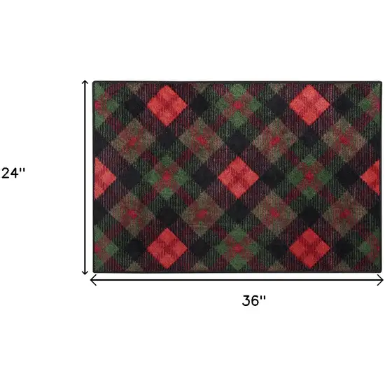 Red And Black Plaid Area Rug Photo 3