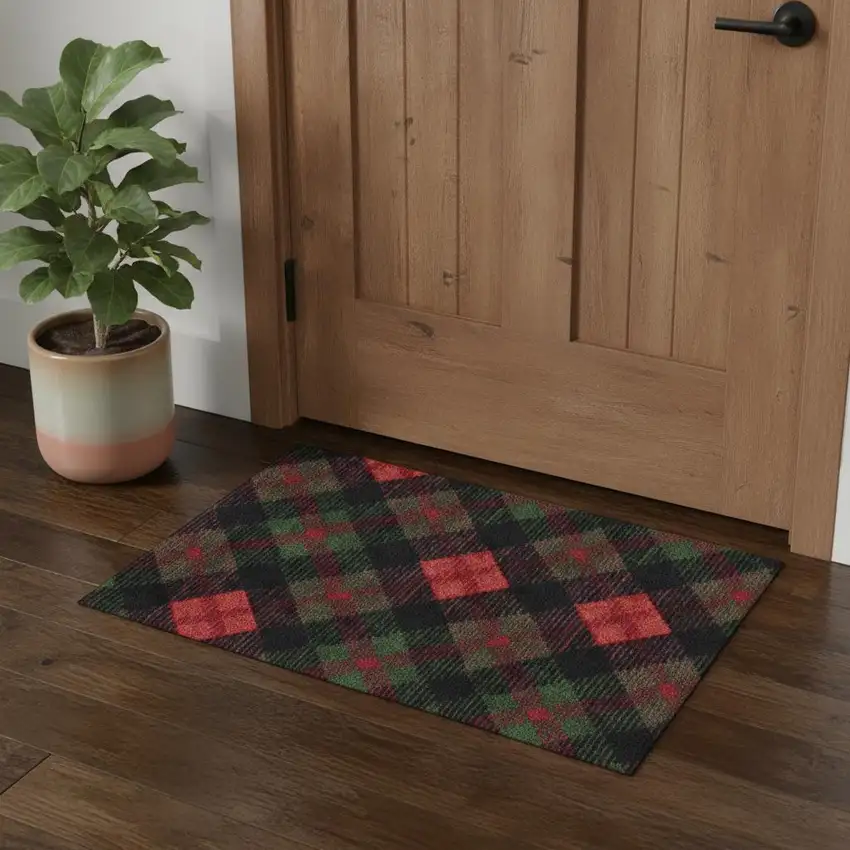Red And Black Plaid Area Rug Photo 1