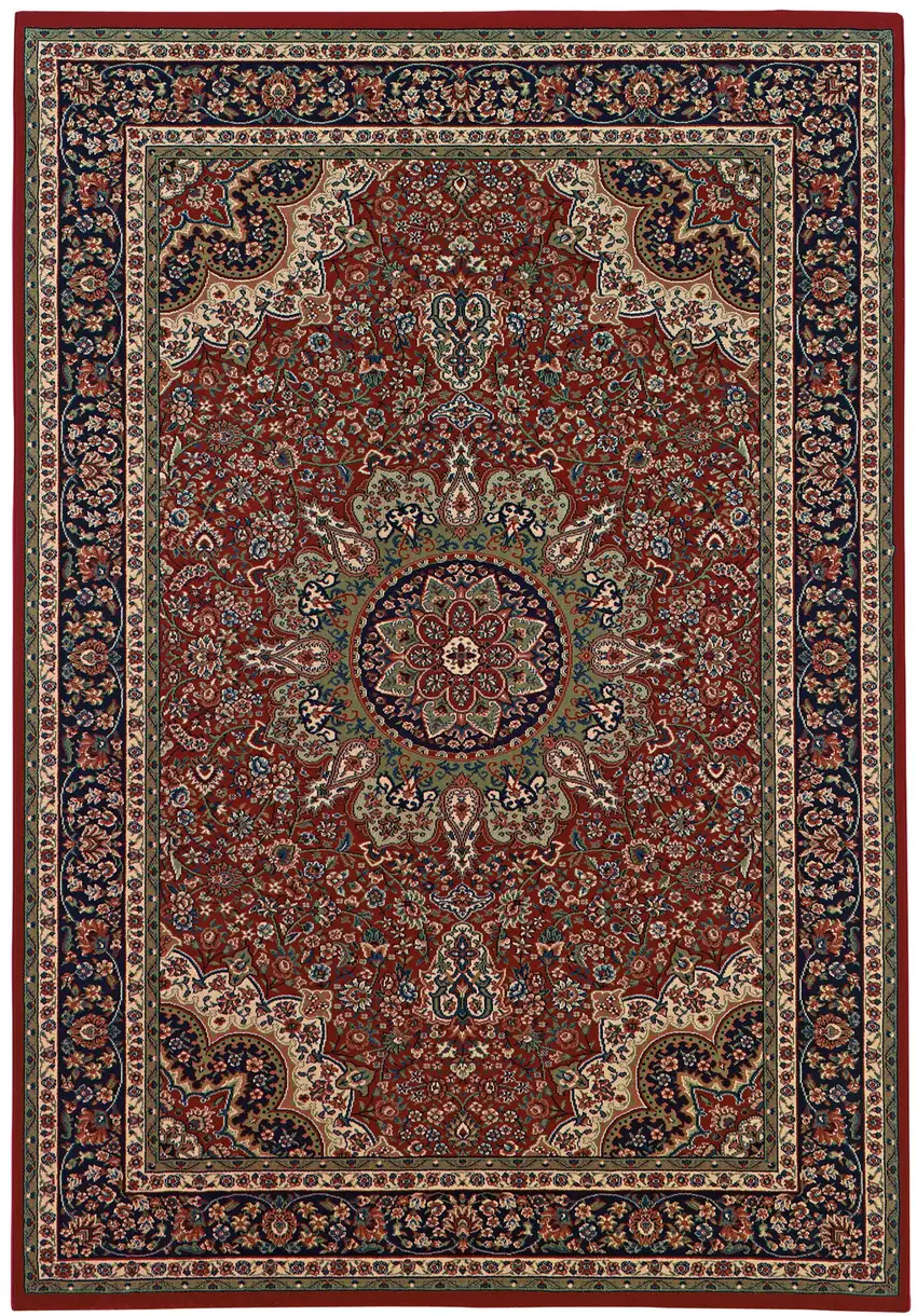 Red And Blue Oriental Area Rug Photo 3