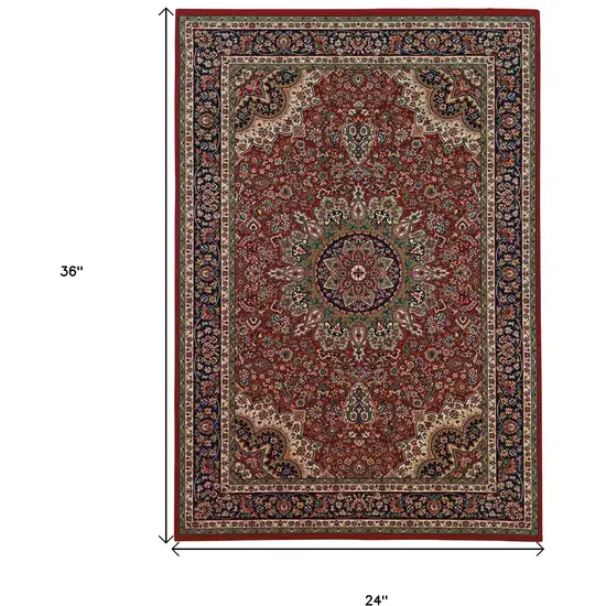 Red And Blue Oriental Area Rug Photo 5