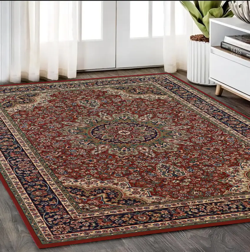 Red And Blue Oriental Area Rug Photo 1