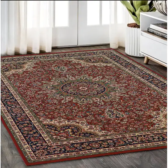 Red And Blue Oriental Area Rug Photo 1